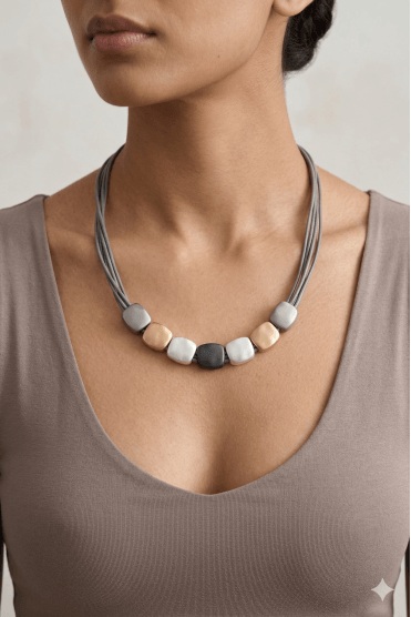 Trend Flex Triple Tone Pebble Leather Necklace