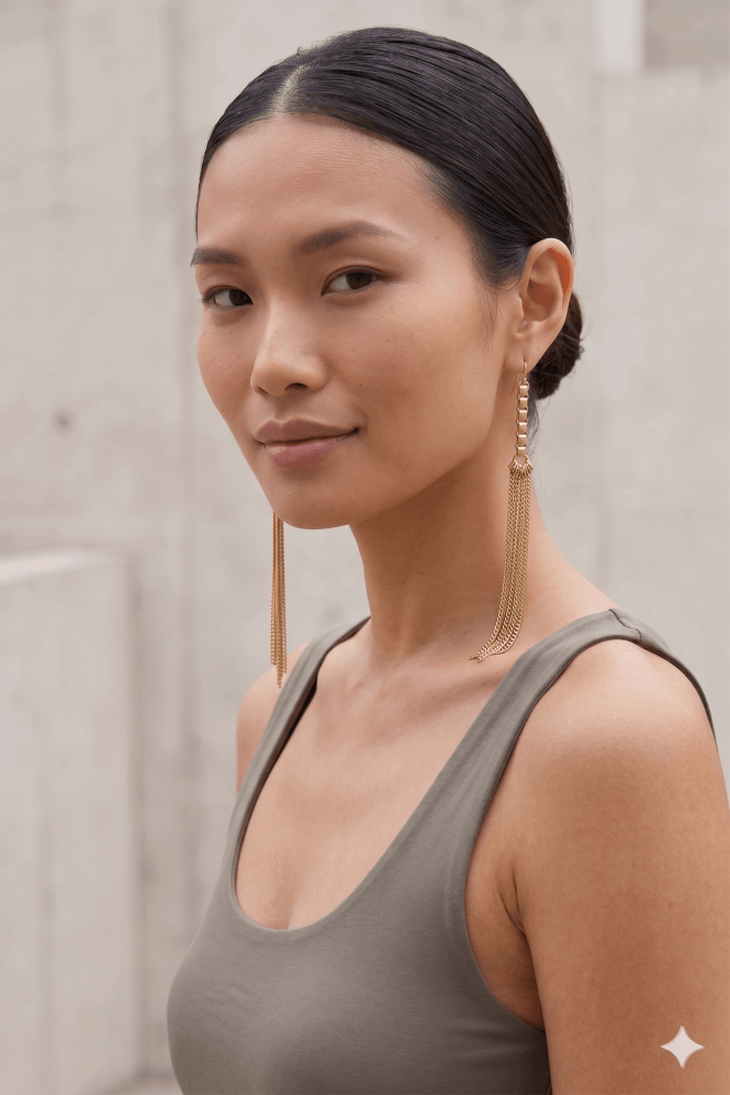 Majique London Trendy Chain Drop Fish Hook Earrings