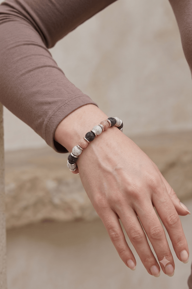 Majique London Tri Tone Baller Stretch Bracelet