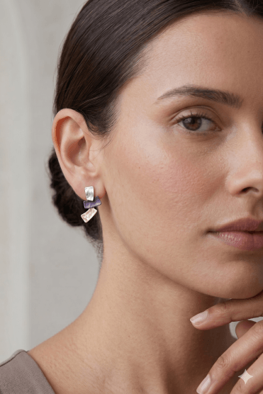 Tri Tone Textured Earring