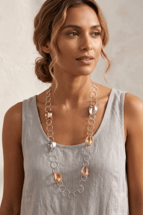Tricolour Chic Extended Ring Link Necklace
