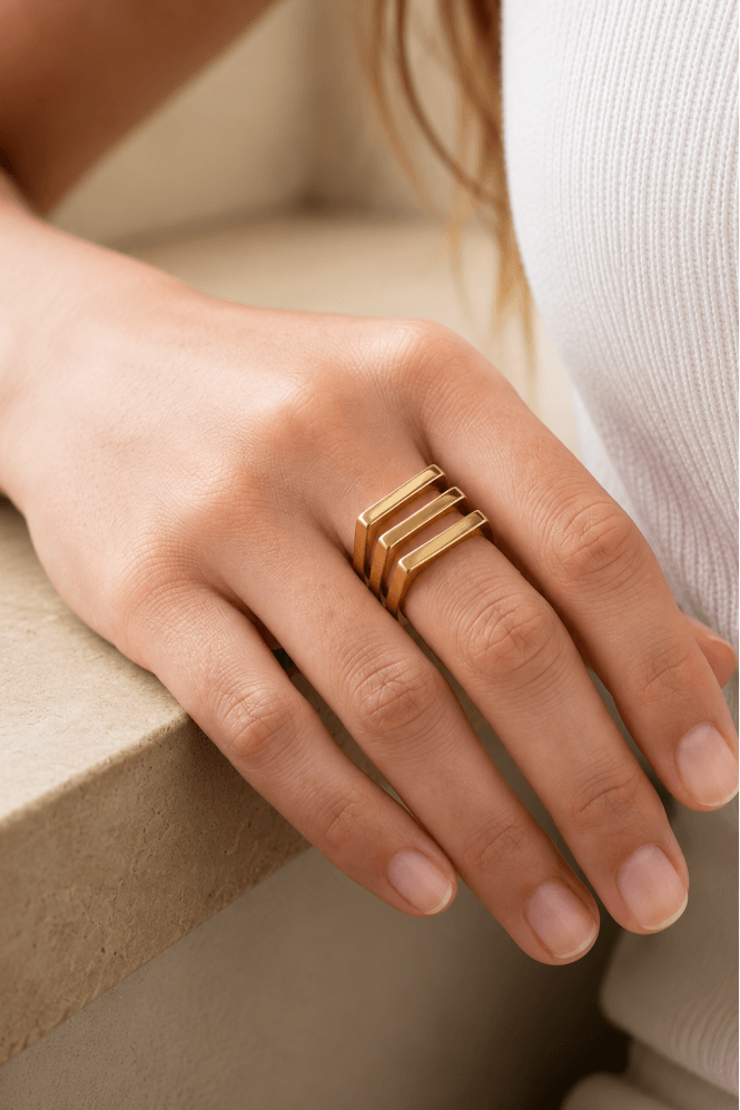 Majique London Trio Square Ring Set