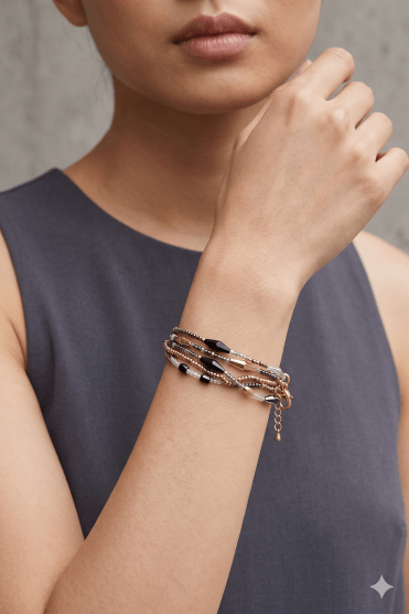 Trio Tone Bead Stack Bracelet
