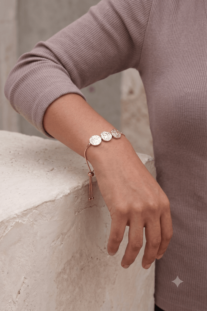 Majique London Triple Hammered Disc Flex Bracelet