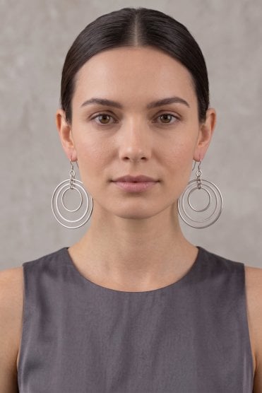 Triple Hoop Fish Hook Earring
