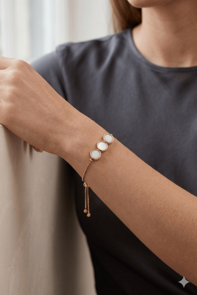 Majique London Triple Round Mother of Pearl Slider Bracelet