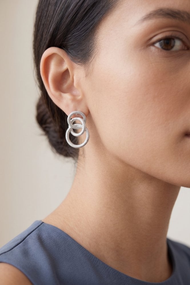 Majique London Triple Texture Hoop Earring