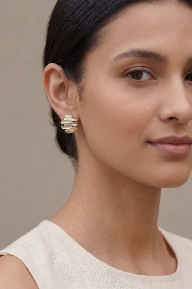 Majique London Tritone Round Stud Earring