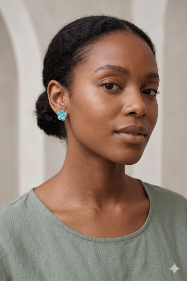 Turquoise Crystal Daisy Drop Earring