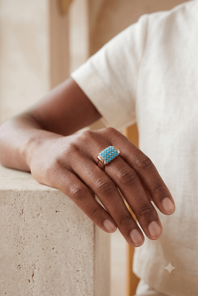 Majique London Turquoise Gem Stretch Ring