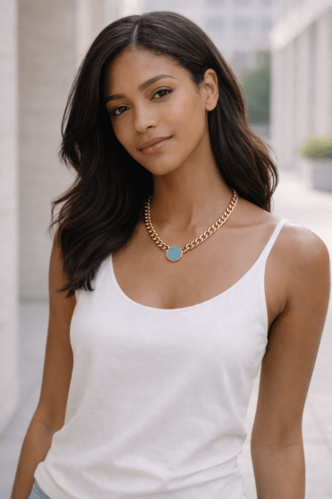 Turquoise Glow Chunky Gold Necklace