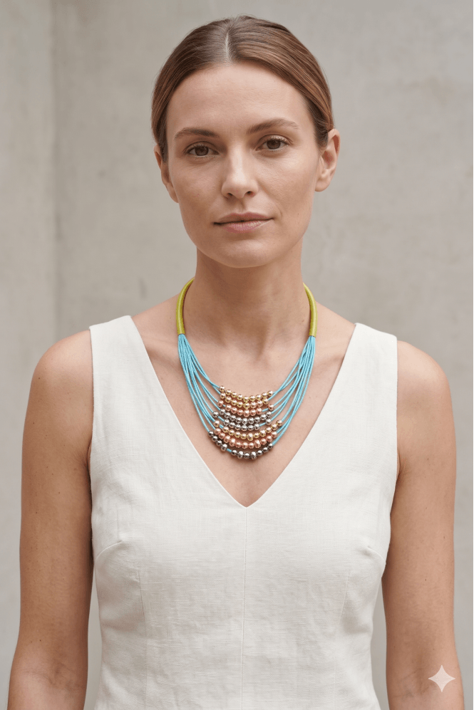 Majique London Turquoise Tango 12K Gold Necklace