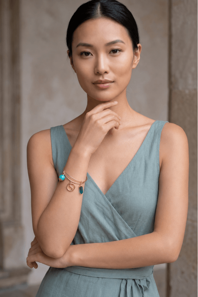 Majique London Turquoise Yin Yang Charm Bracelet