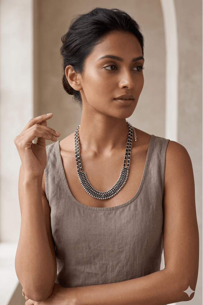 Majique London Urban Chic Grey Cord Necklace