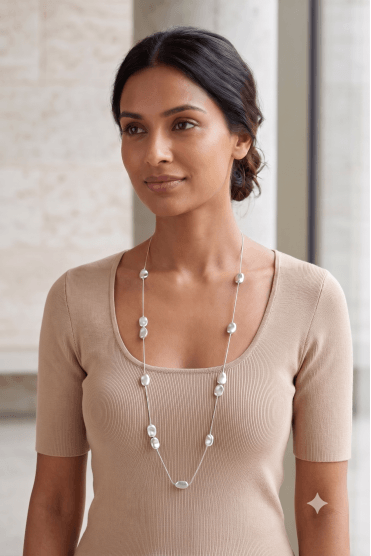 Urban Chic Hammered Pebble Long Necklace
