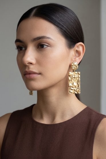 Urban Chic Hammered Rectangle Earring