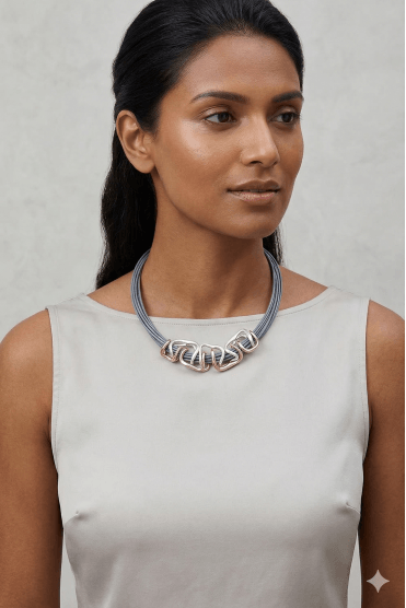 Urban Chic Multi Cord Necklace With Dual Tone Pendant