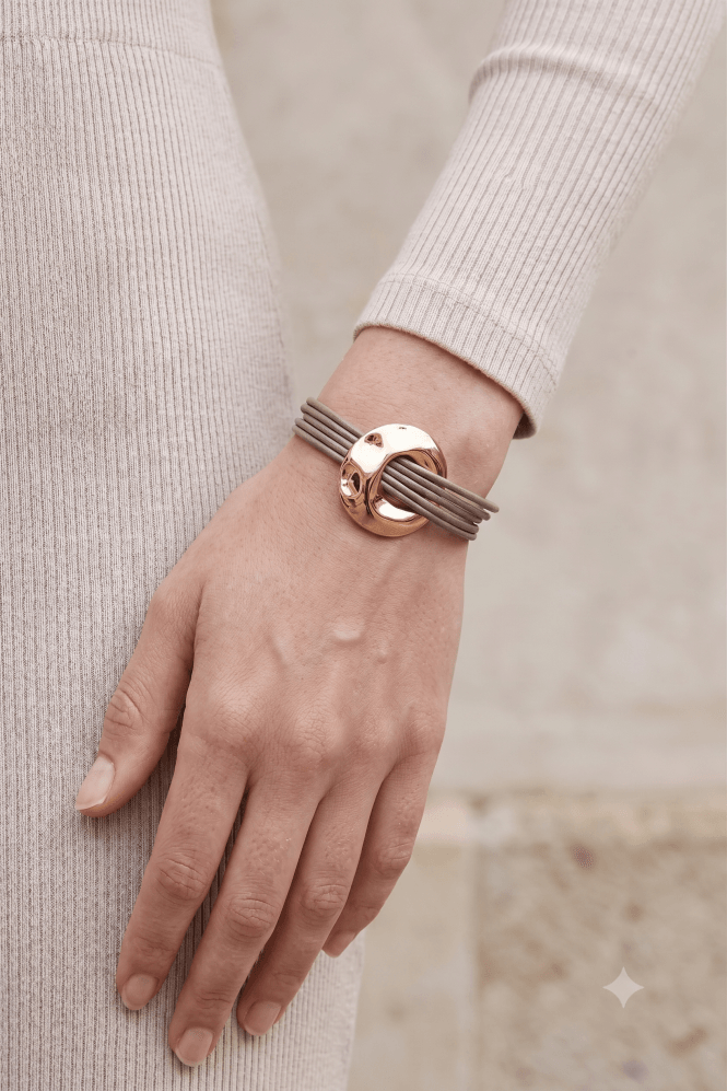 Majique London Urban Chic Multi Strap Hammered Disc Bracelet