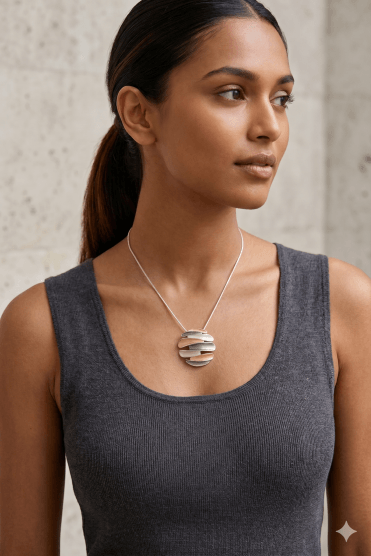 Urban Chic Tritone Round Pendant Snake Chain Necklace