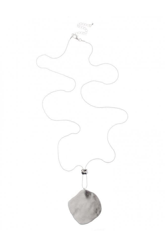 Majique London Urban Elegance Extended Chain Necklace With Oversized Brushed Silver Distressed Pendant