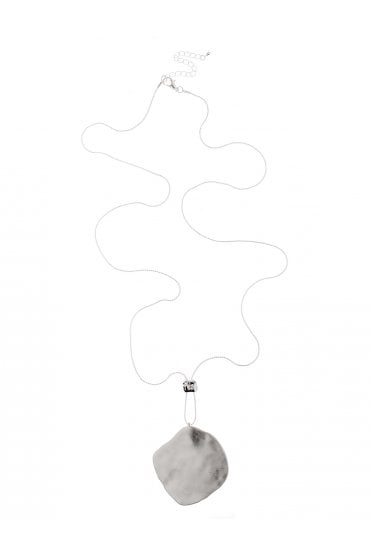 Urban Elegance Extended Chain Necklace With Oversized Brushed Silver Distressed Pendant