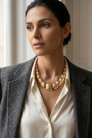 Urban Fusion Hammered Square Necklace