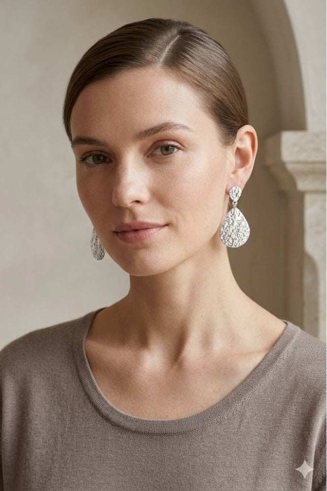 Majique London Urban Glam Hammered Teardrop Earring