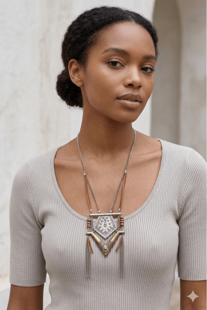 Majique London V Pendant Tassel Necklace
