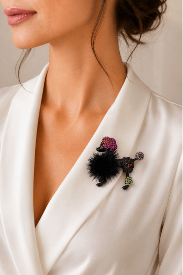 Vibrant Canine Gem Brooch