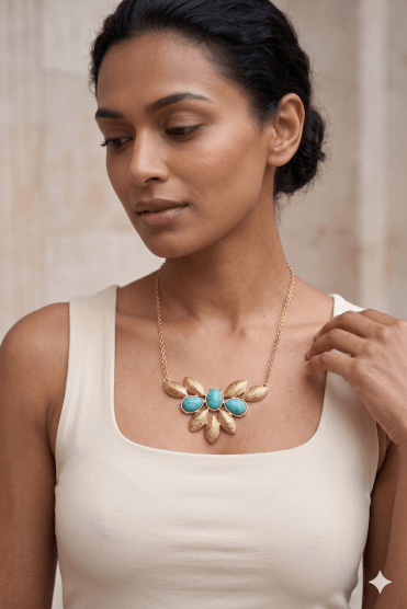 Vibrant Turquoise Flower Necklace
