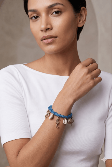 Vintage Gold & Blue Charm Bracelet