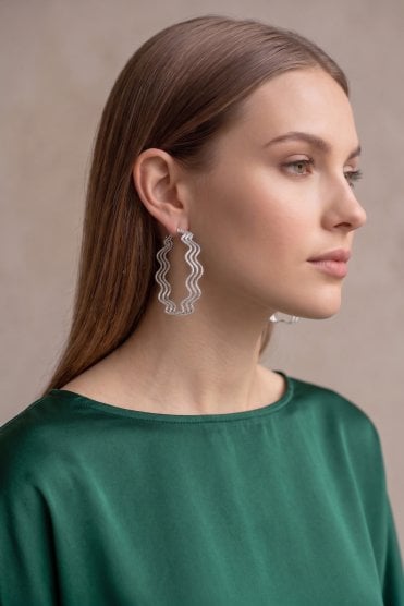 Wavy 3 Row Hoop Earring