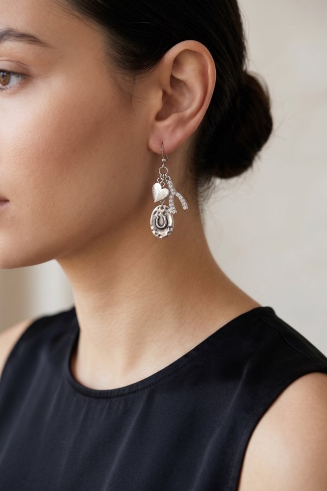Majique London Wishbone Heart Drop Earring