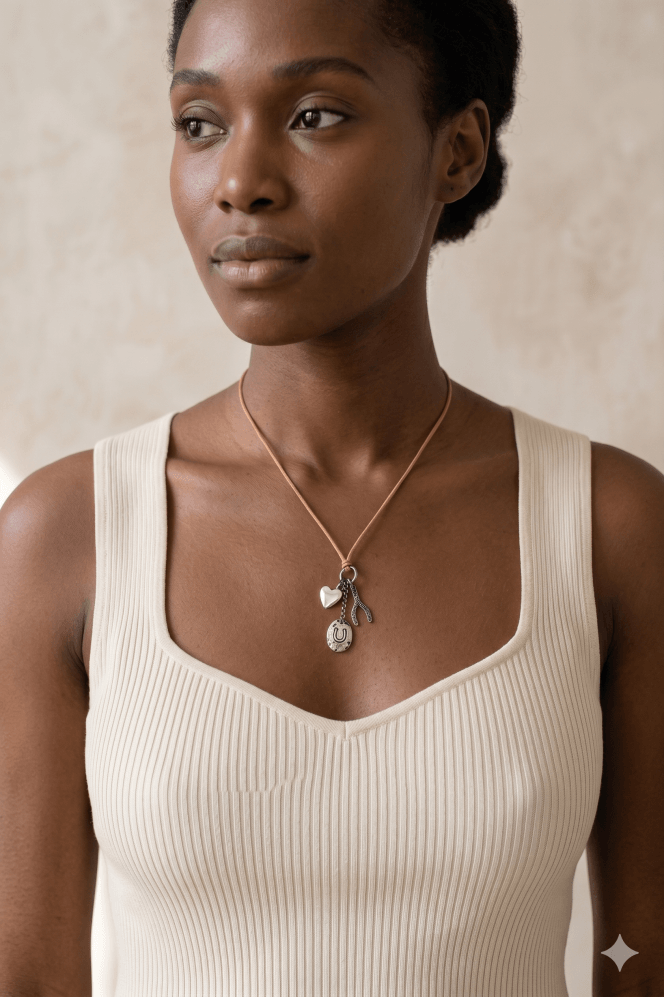 Majique London Wishbone Heart Drop Necklace