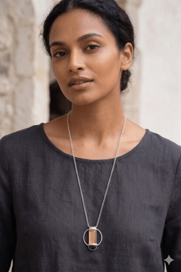 Worn Silver Resin Ball Chain Necklace