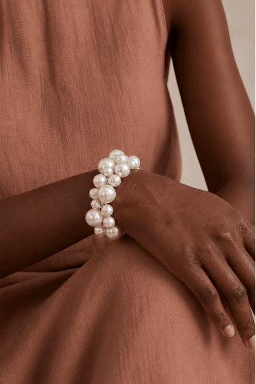 Woven Bone Pearl Charm Bracelet