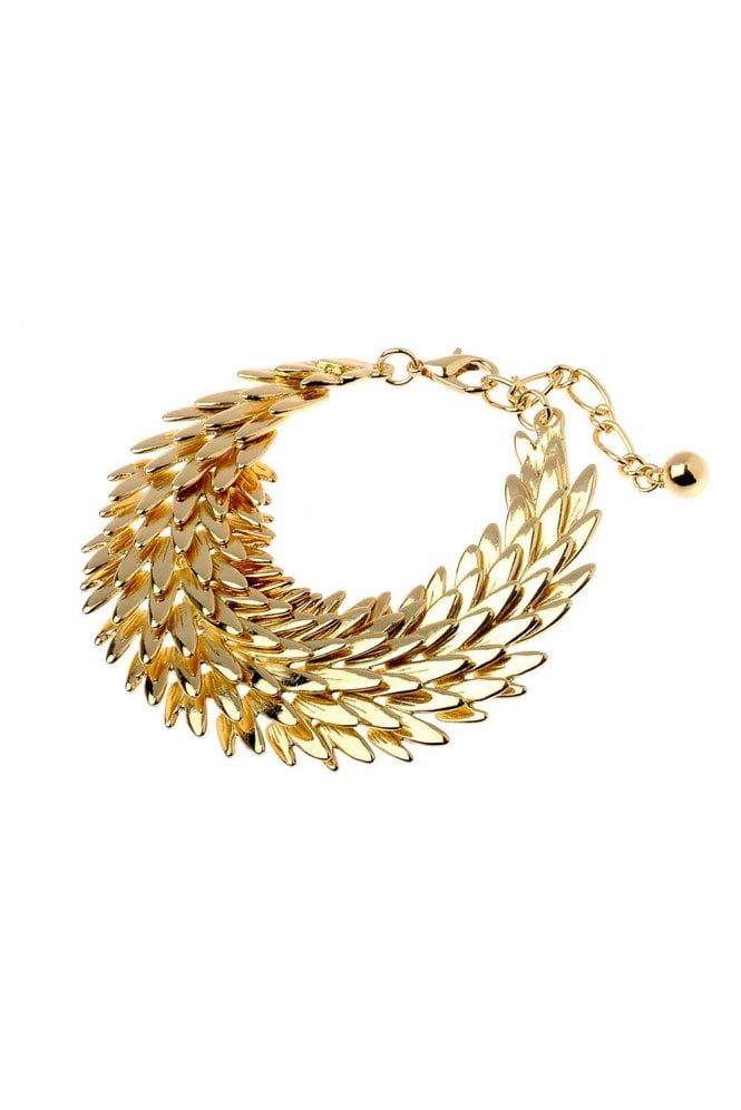 Majique London Luxe Leaf Overlay Adjustable Bracelet
