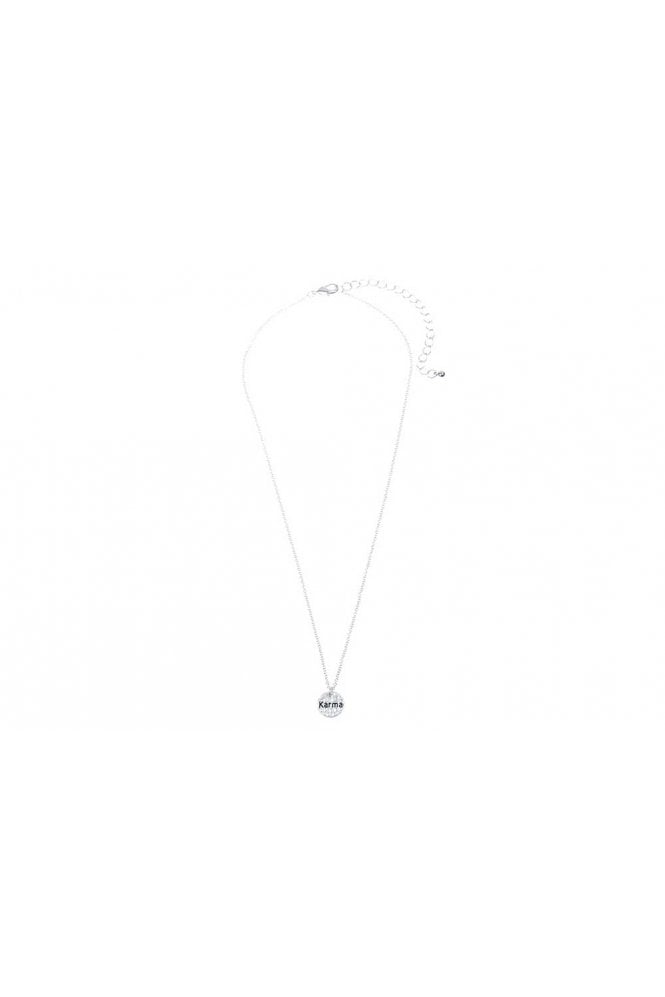 Majique London Matte Silver Chain Necklace with Karma Charm