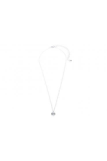 Matte Silver Chain Necklace with Karma Charm