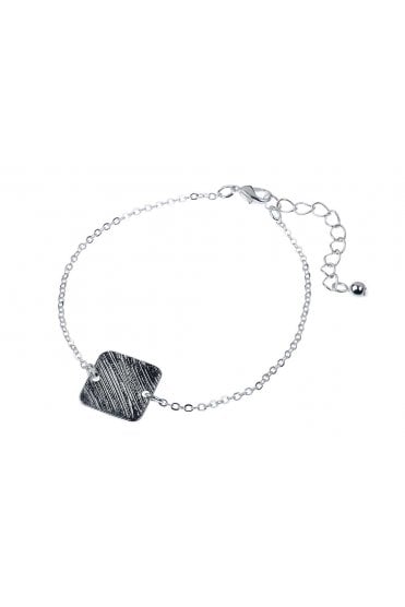 Modern Square Charm Silver Chain Bracelet