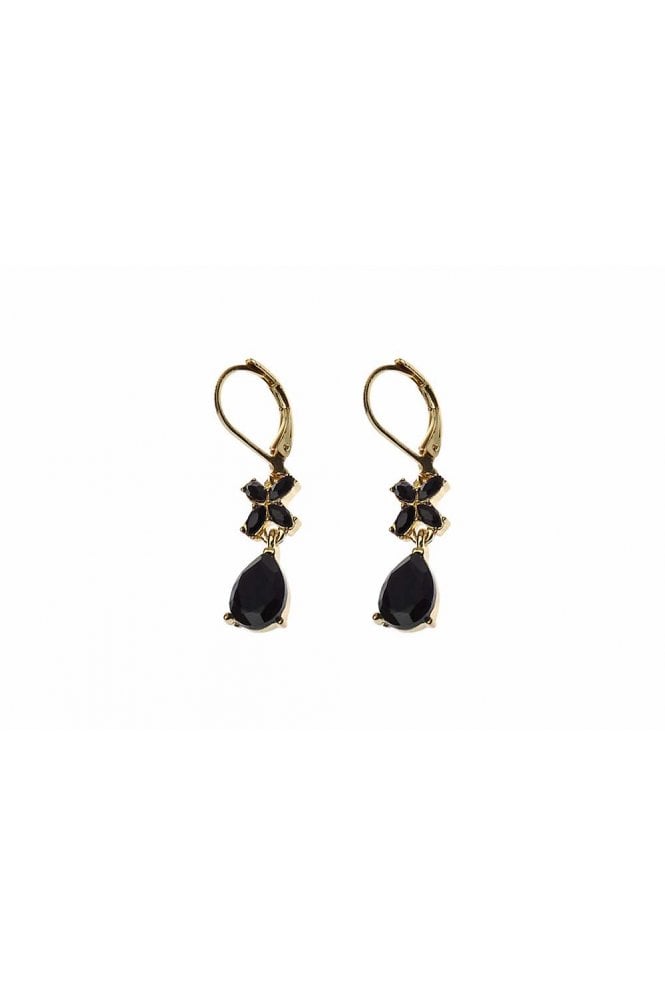 Majique London Noir Blossom Gold Drop Earrings