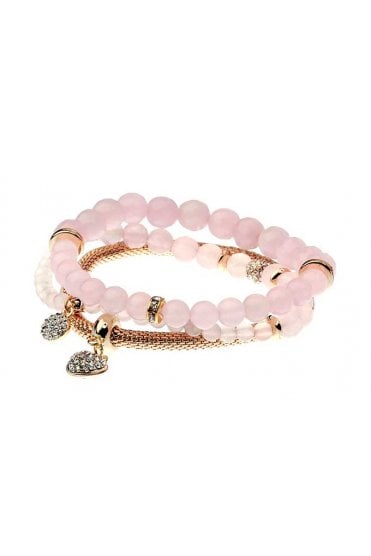 Pink Charm Mesh Chain Bracelet