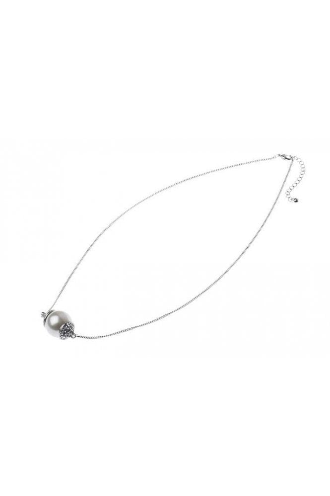 Majique London Rhodium Glam Glass Stone Necklace