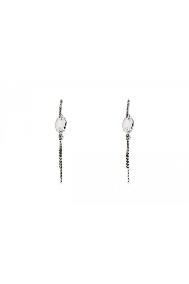 Majique London Rhodium Oval Chain Drop Earrings