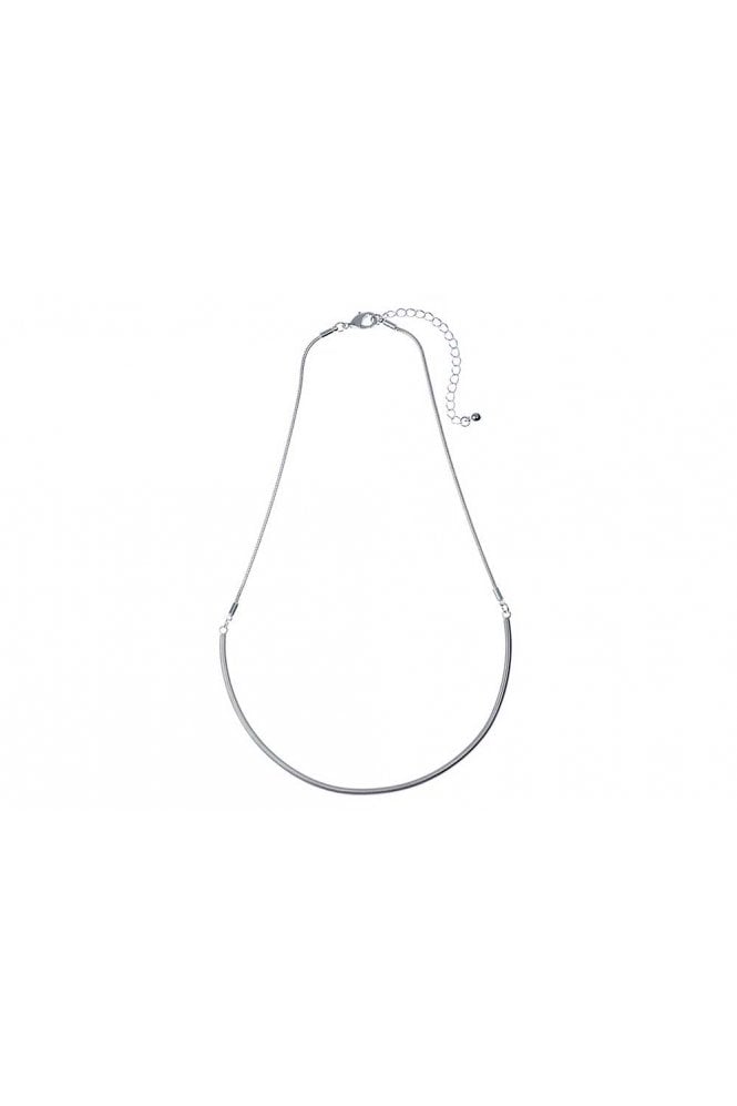 Majique London Satin Silver Snake Chain Necklace with U-Shaped Pendant