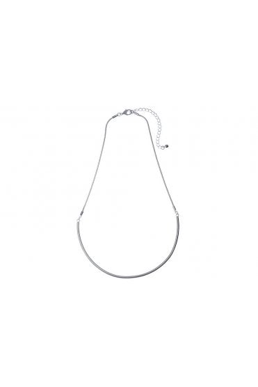 Satin Silver Snake Chain Necklace with U-Shaped Pendant