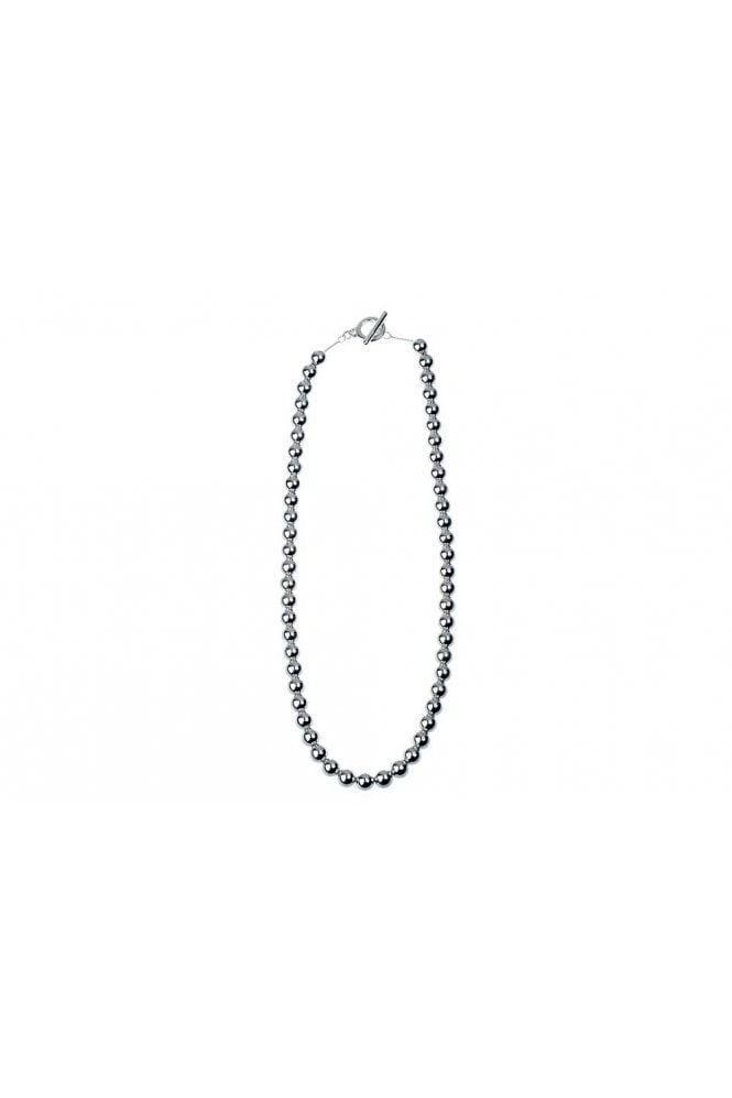 Majique London Silver Chic Bead T-Bar Necklace