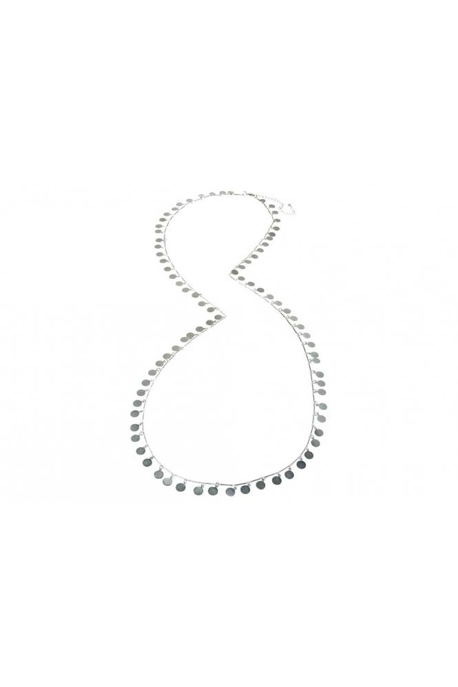 Majique London Silver Disc Pendant Long Necklace