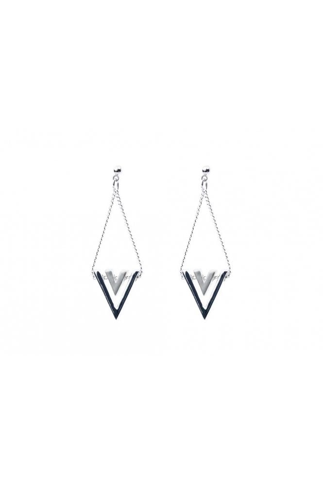Majique London Silver Double V Chain Drop Studs