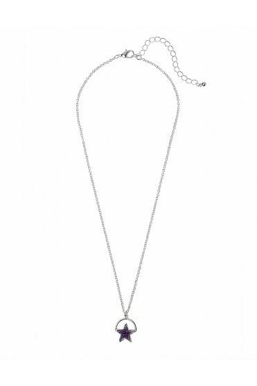 Silver Link Chain Necklace with Star Druzy Pendant